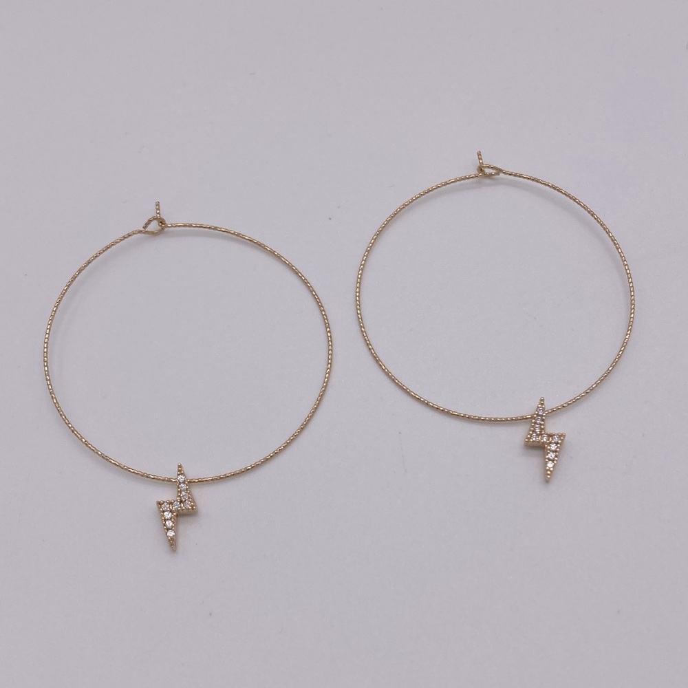 Lightning bolt hoop earrings